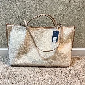 Oversized cream faux wool bag